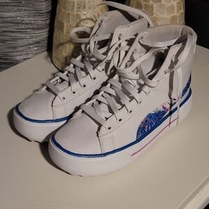 Puma White and Blue High-Top Sneakers